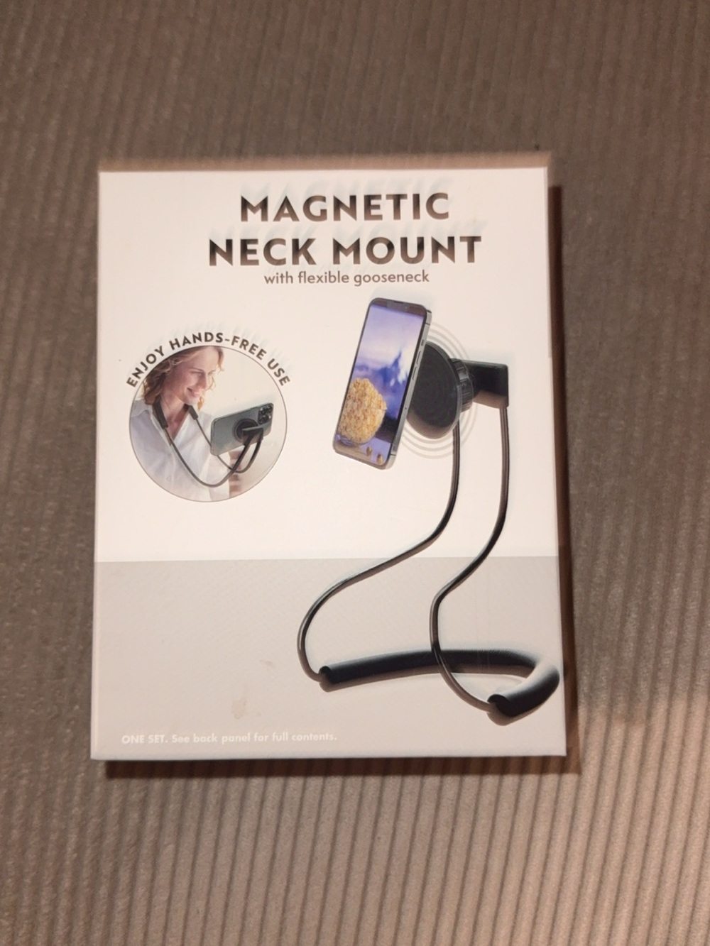 Magnetic Neck Mount Hands-Free Phone Holder - Black